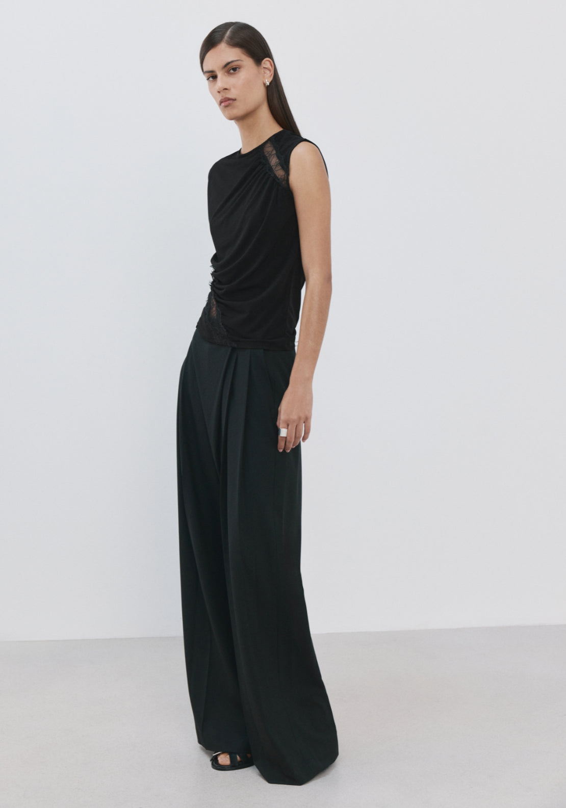 Ruched Fitted Top - Black