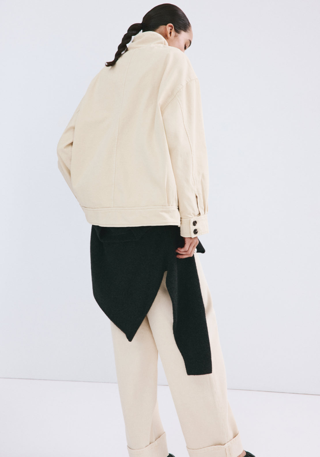 Denim Parka With Stand-Up Collar - Yellow