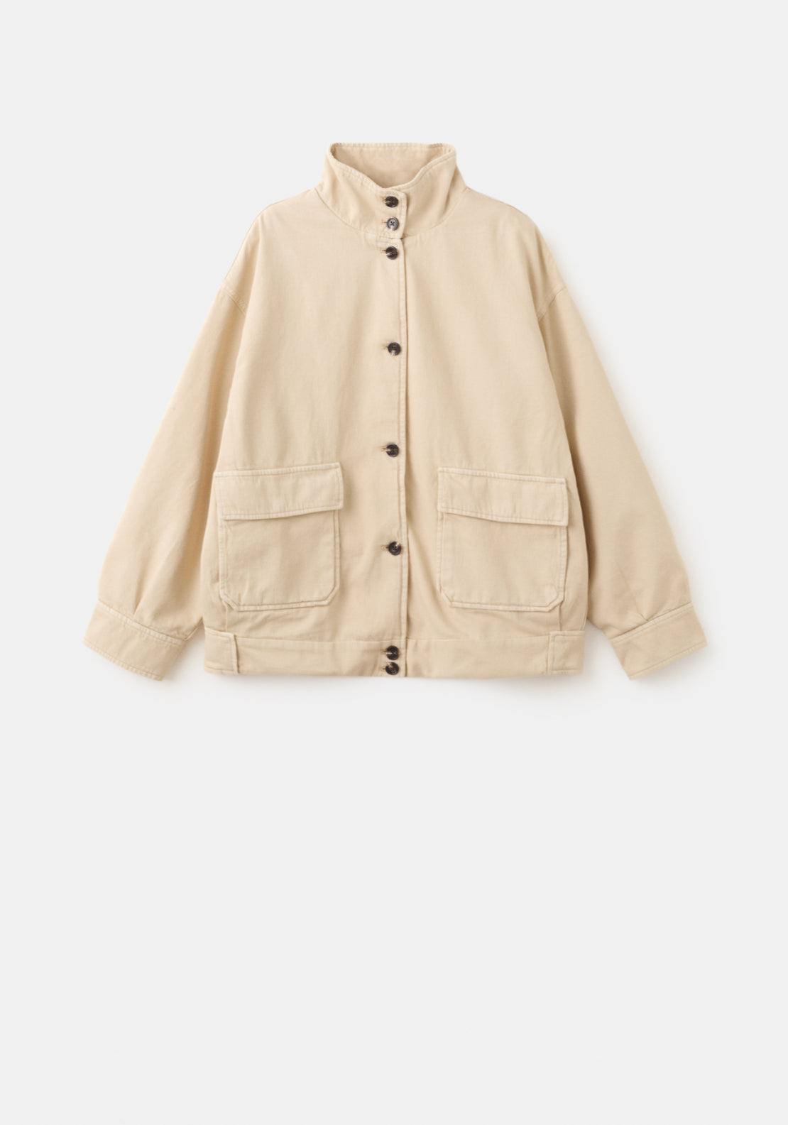 Denim Parka With Stand-Up Collar - Yellow