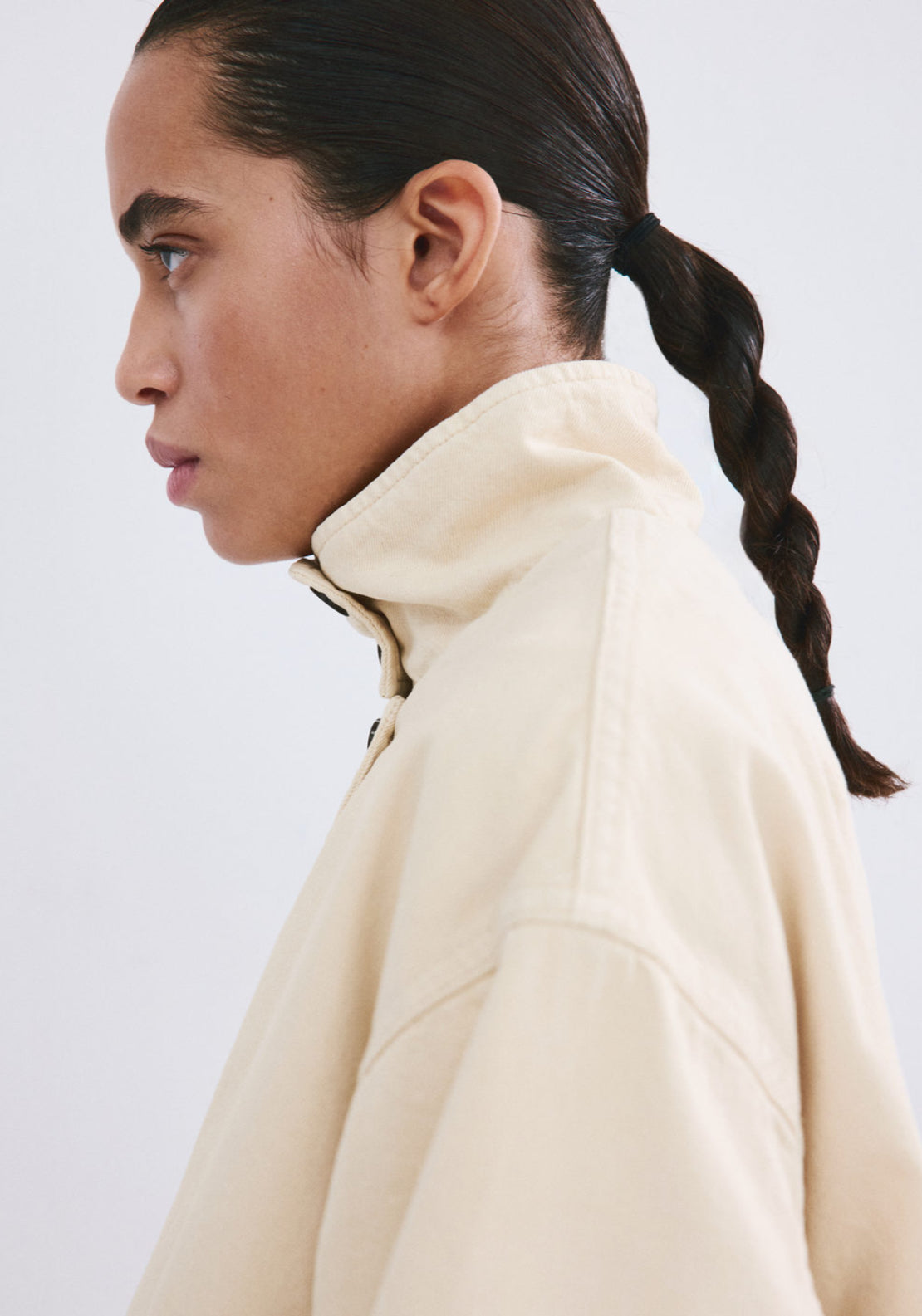 Denim Parka With Stand-Up Collar - Yellow