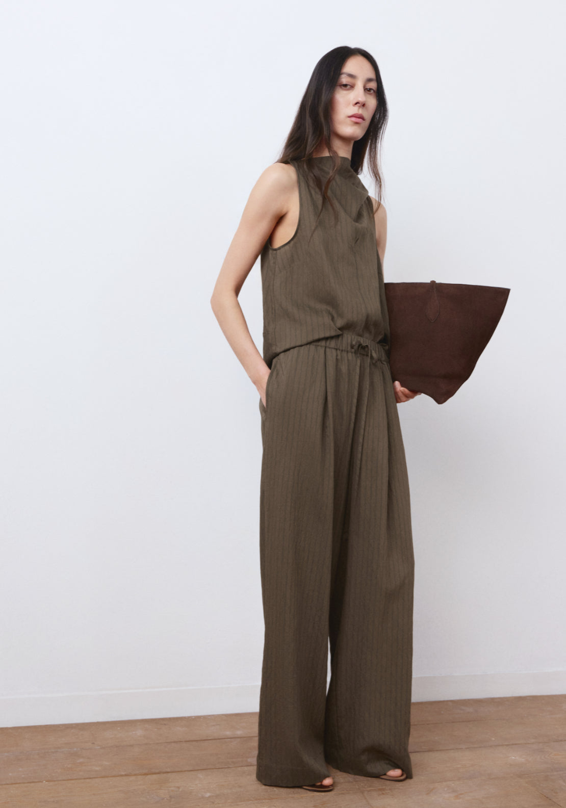 Striped Scarf Top - Brown