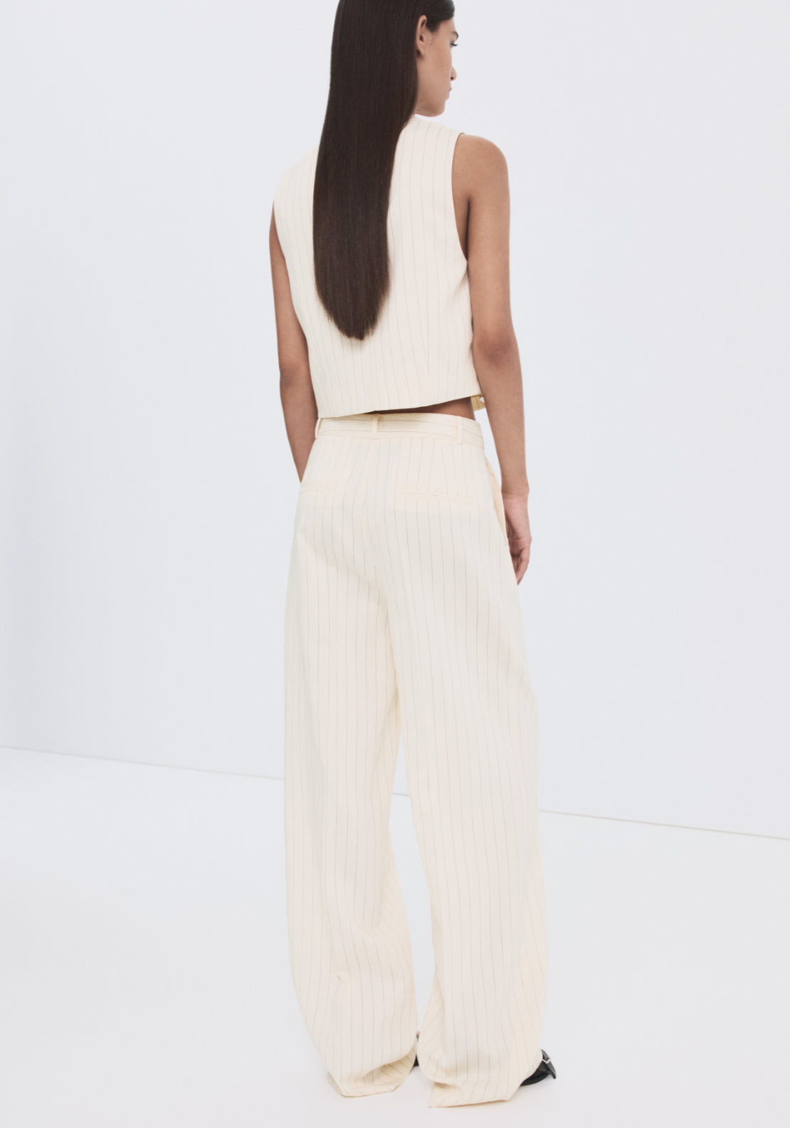 Mango Pinstripe Suit Trousers - Cream 2 Shaws Department Stores