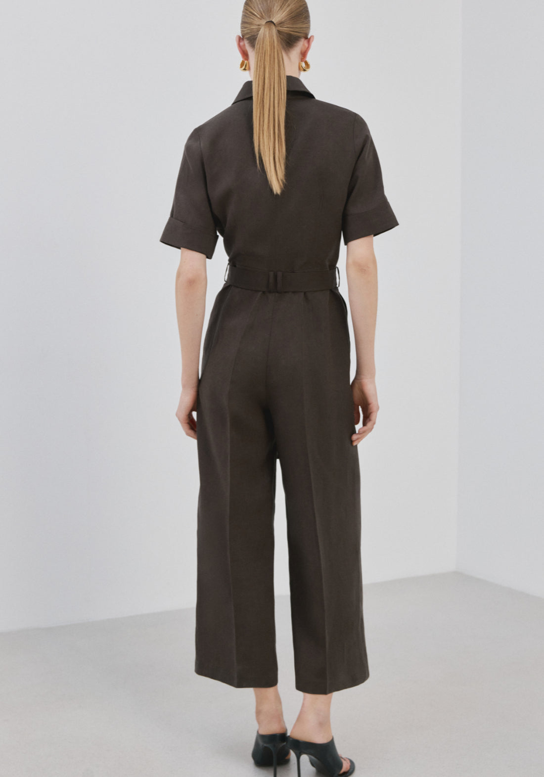 Lyocell Shirt Jumpsuit - Brown