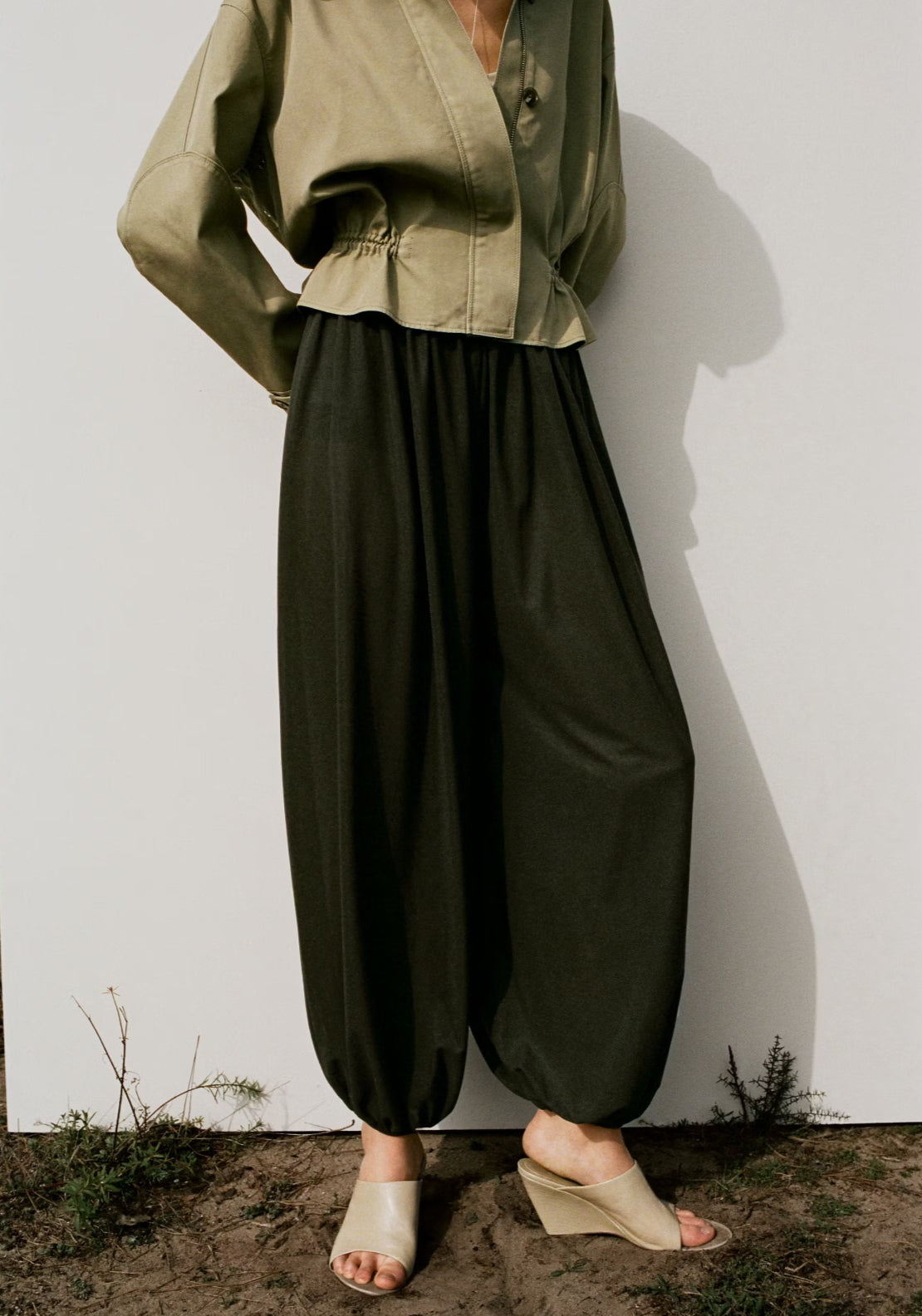 Mango Mid Rise Harem Pants - Green 1 Shaws Department Stores