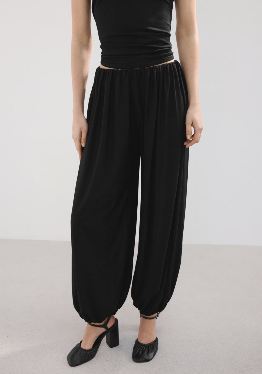 Mango Mid Rise Harem Pants - Black 1 Shaws Department Stores