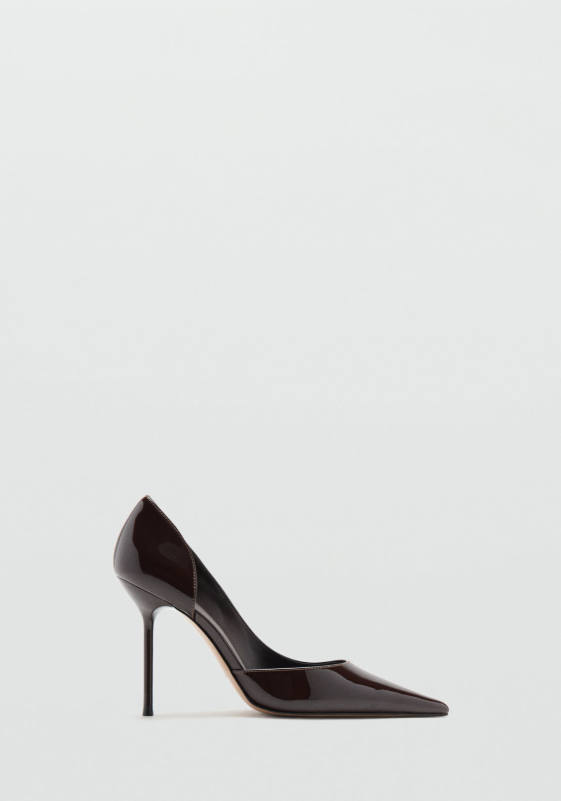 Asymmetrical Patent Leather Court Shoes - Burgundy