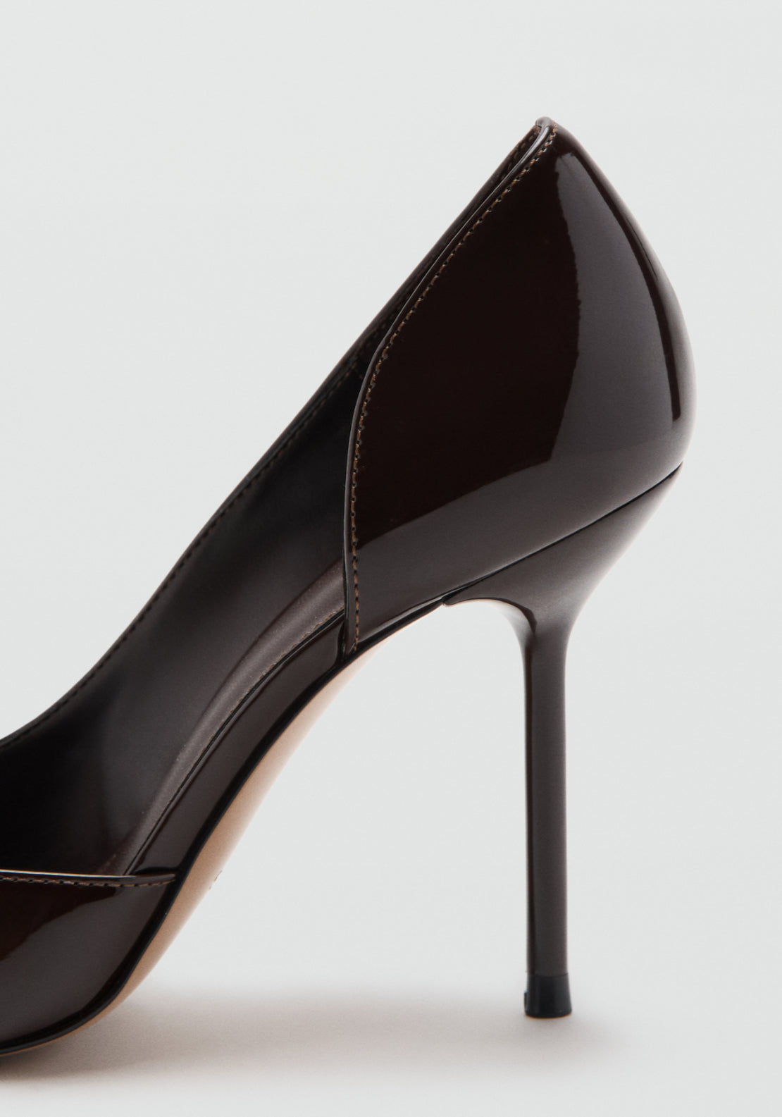 Asymmetrical Patent Leather Court Shoes - Burgundy