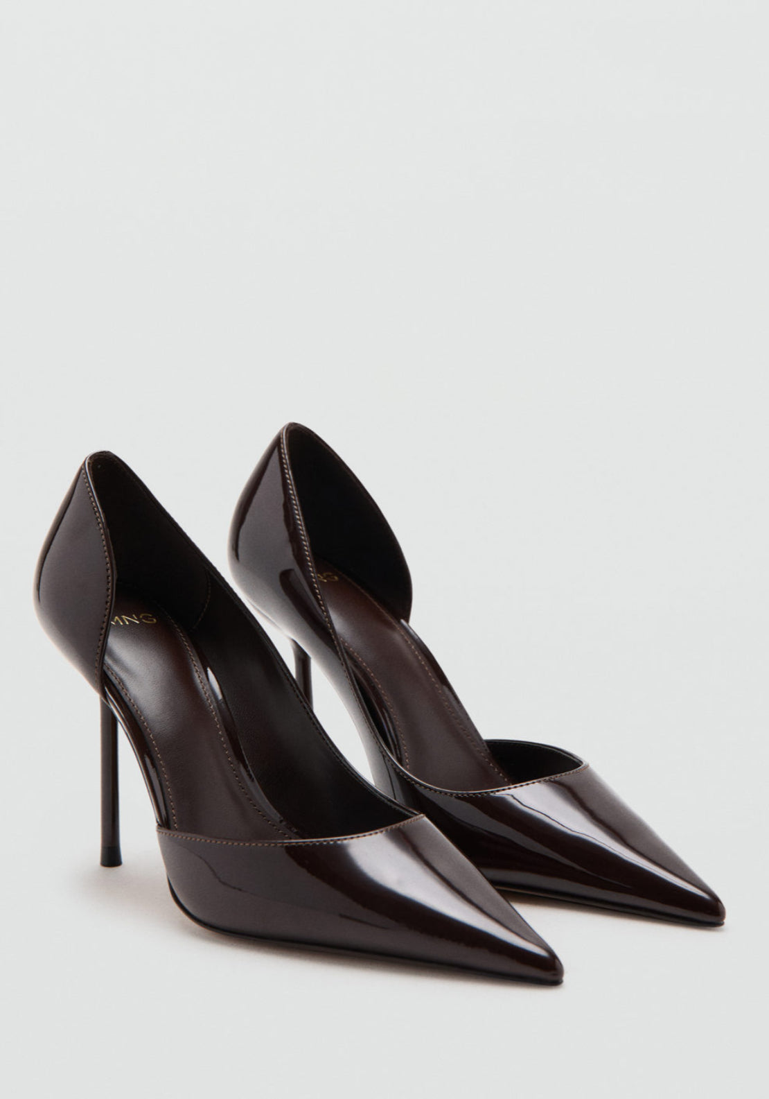 Asymmetrical Patent Leather Court Shoes - Burgundy
