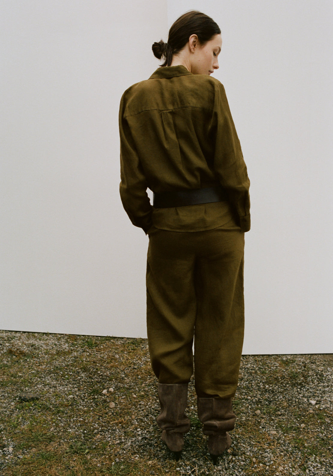 Pocket Linen Straight Shirt - Green