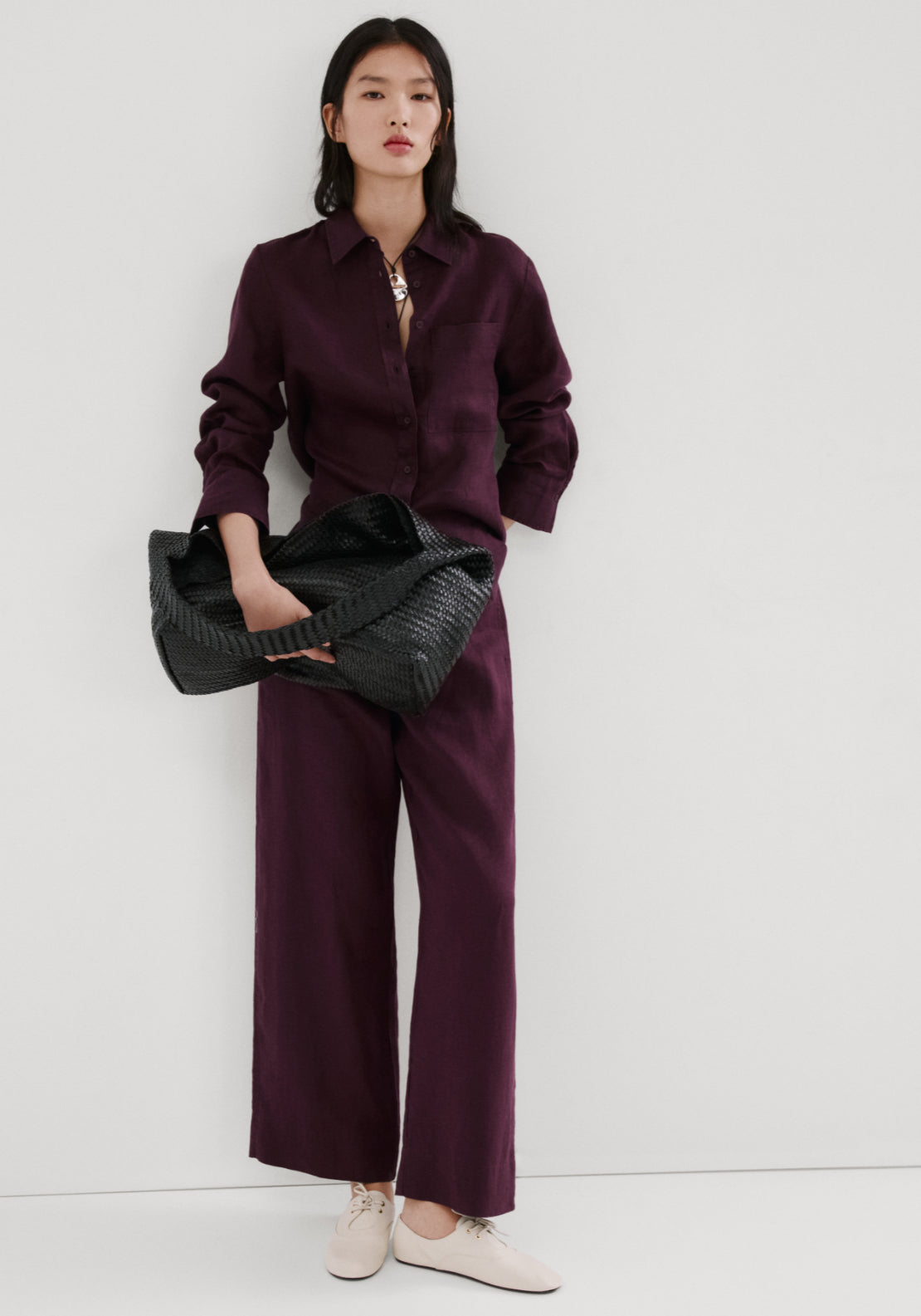 Pocket Linen Shirt - Burgundy