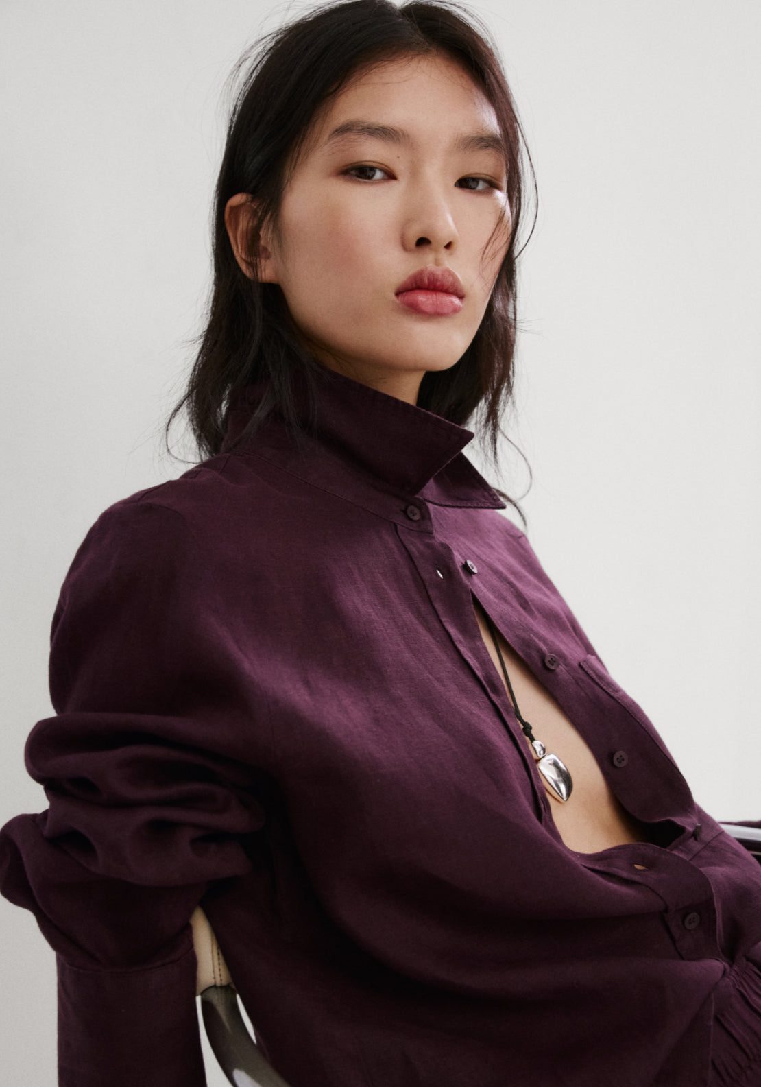 Pocket Linen Shirt - Burgundy