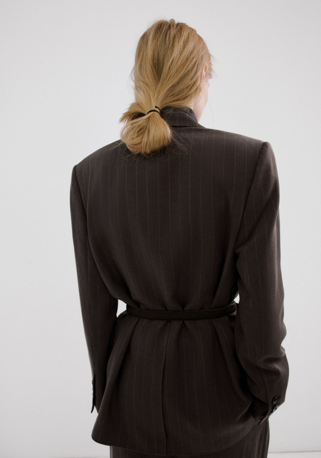 Pinstripe Suit Blazer - Brown
