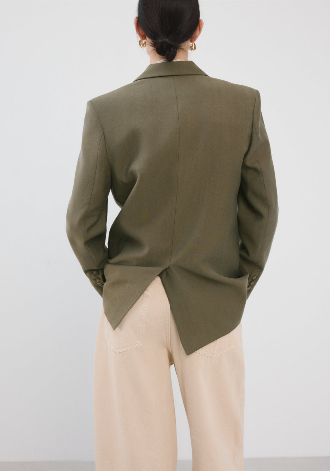 Straight Suit Jacket With Lapel Pockets - Green
