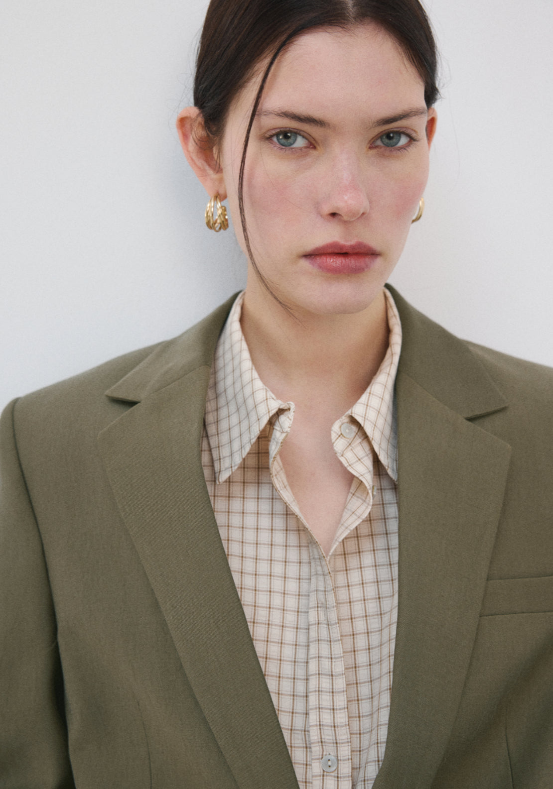 Straight Suit Jacket With Lapel Pockets - Green