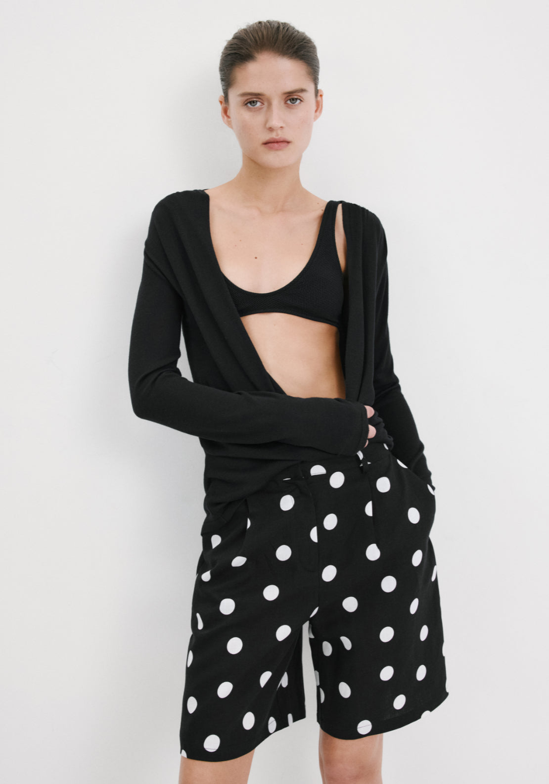 Lyocell Polka Dot Shorts - Black