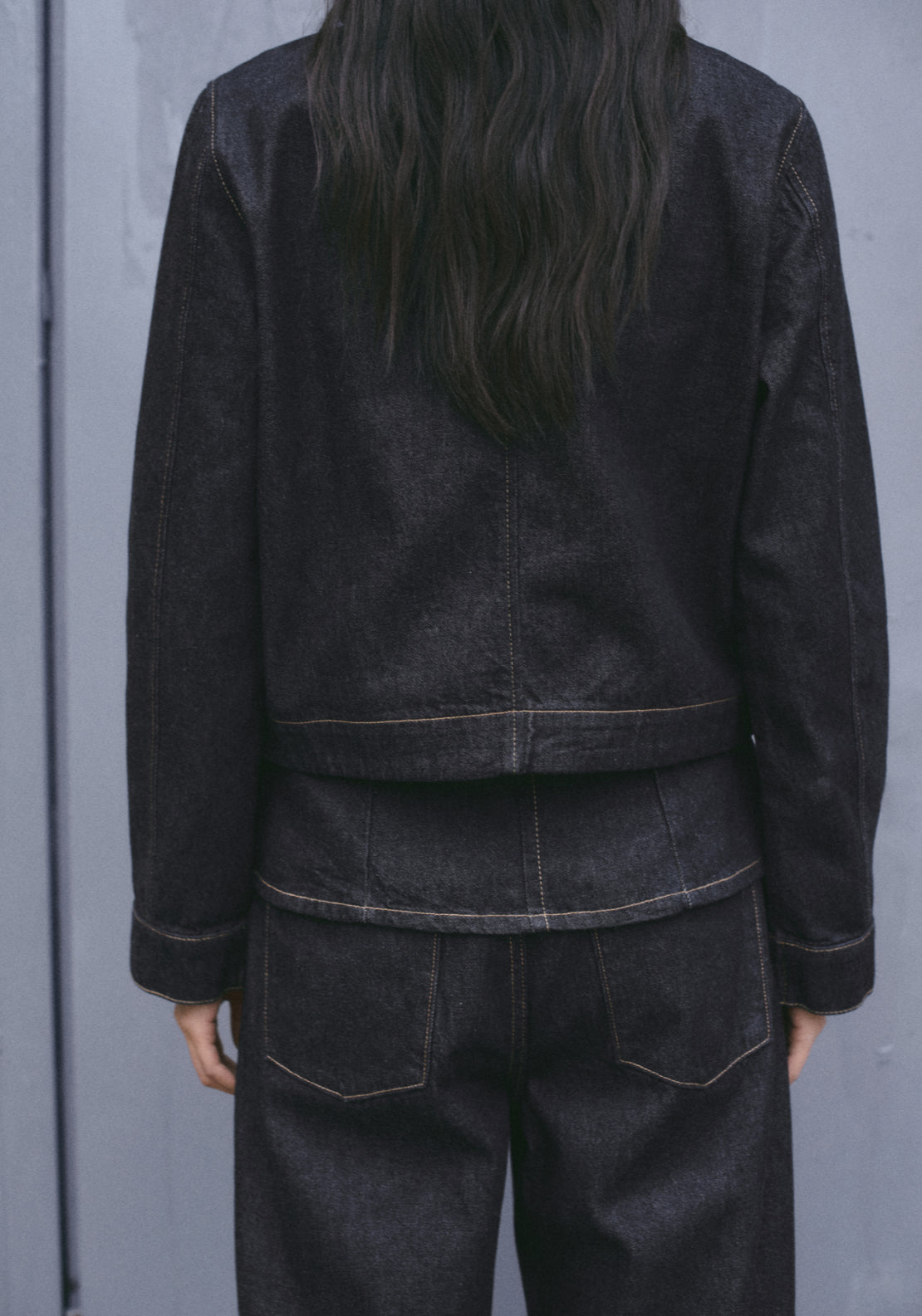 Collared Denim Jacket With Pockets - Blue