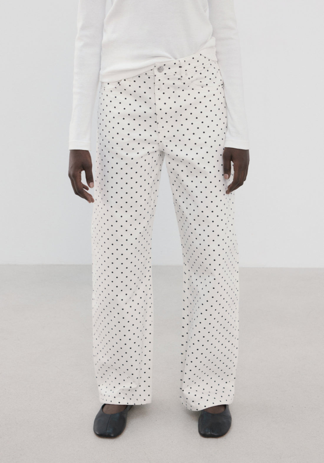 Polka Dot Balloon Jeans - White