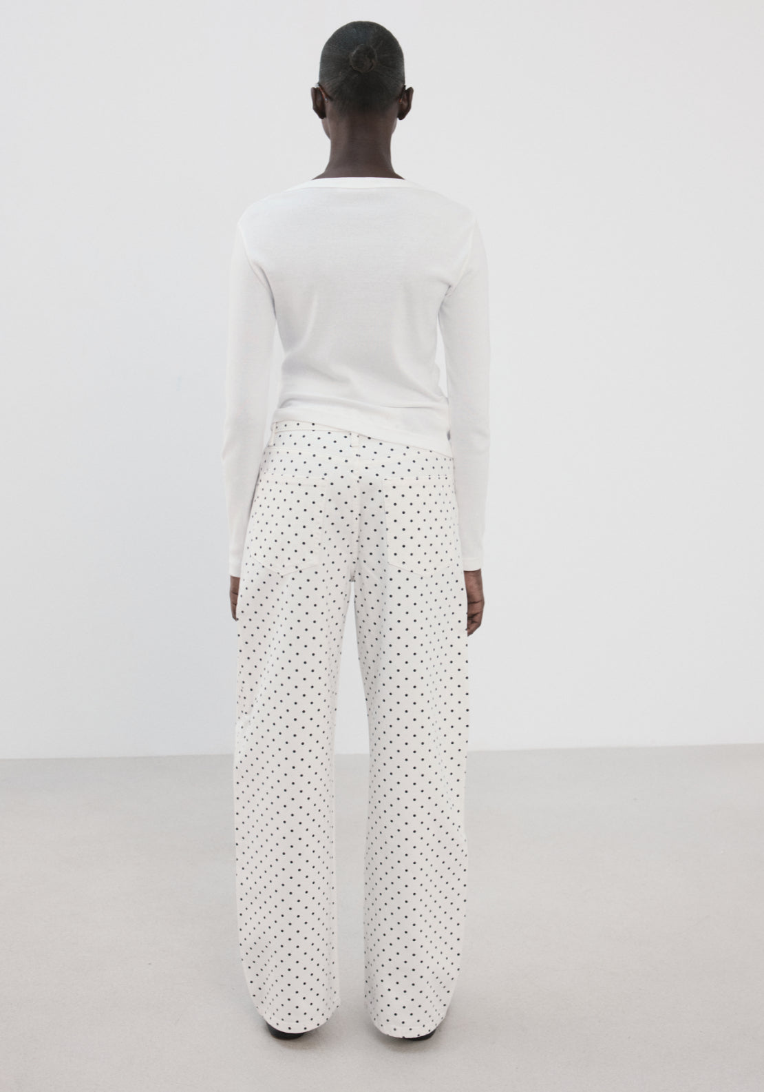 Polka Dot Balloon Jeans - White