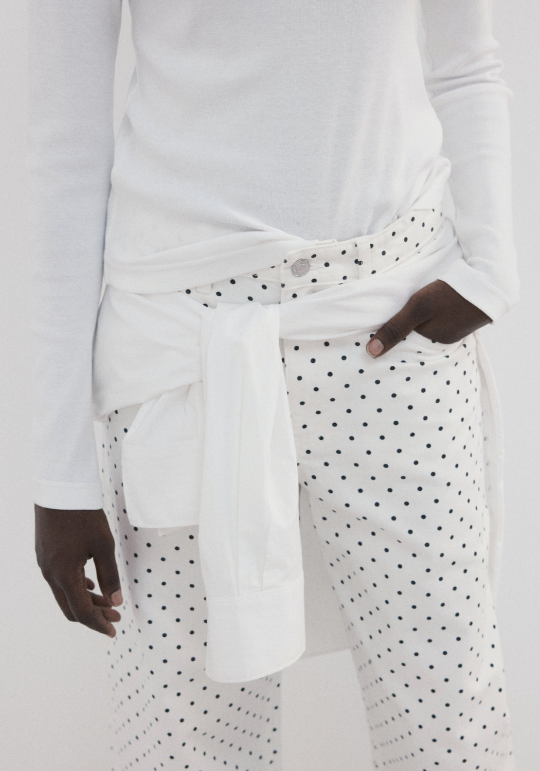 Polka Dot Balloon Jeans - White