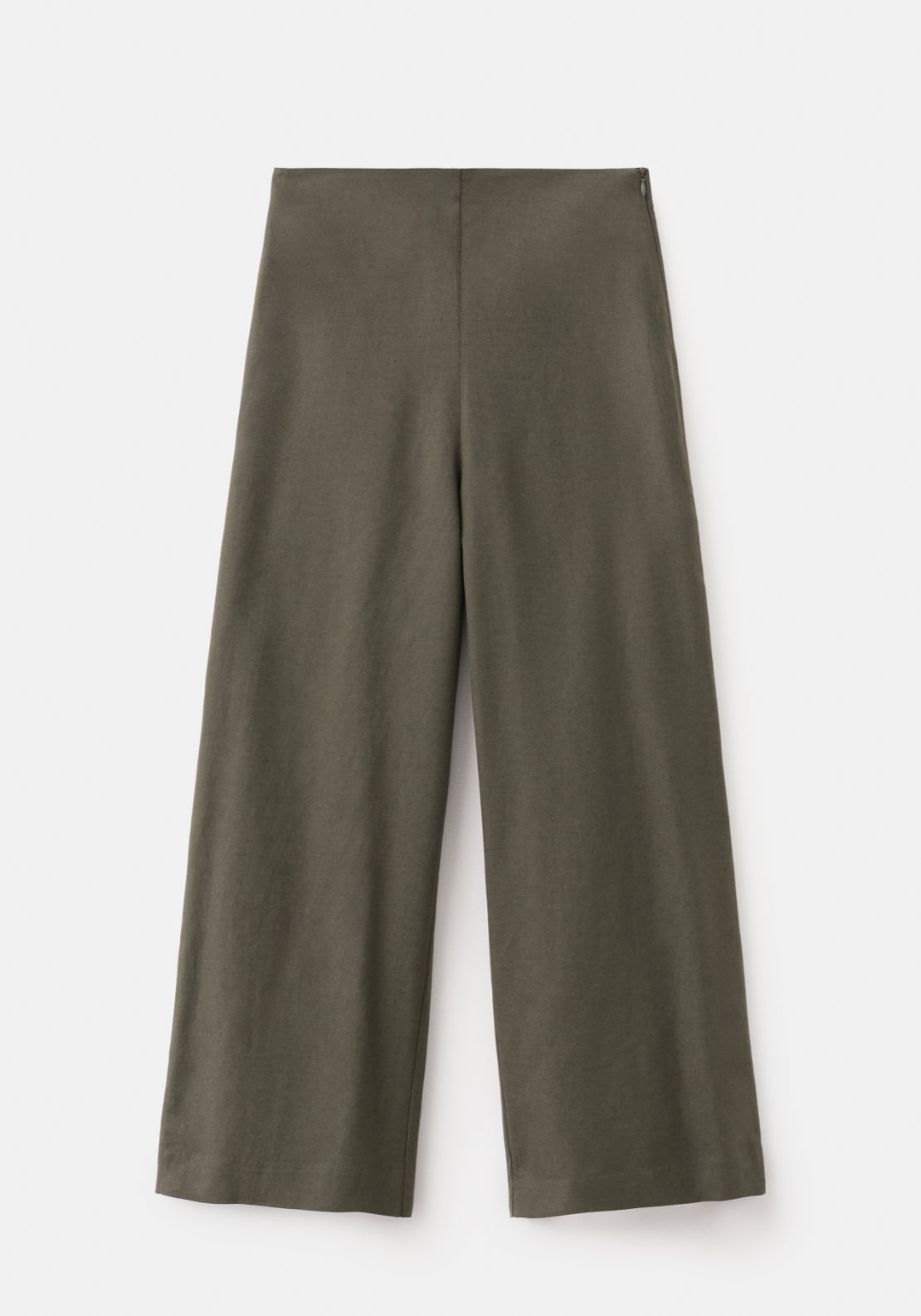 Straight Linen Blend Trousers - Green