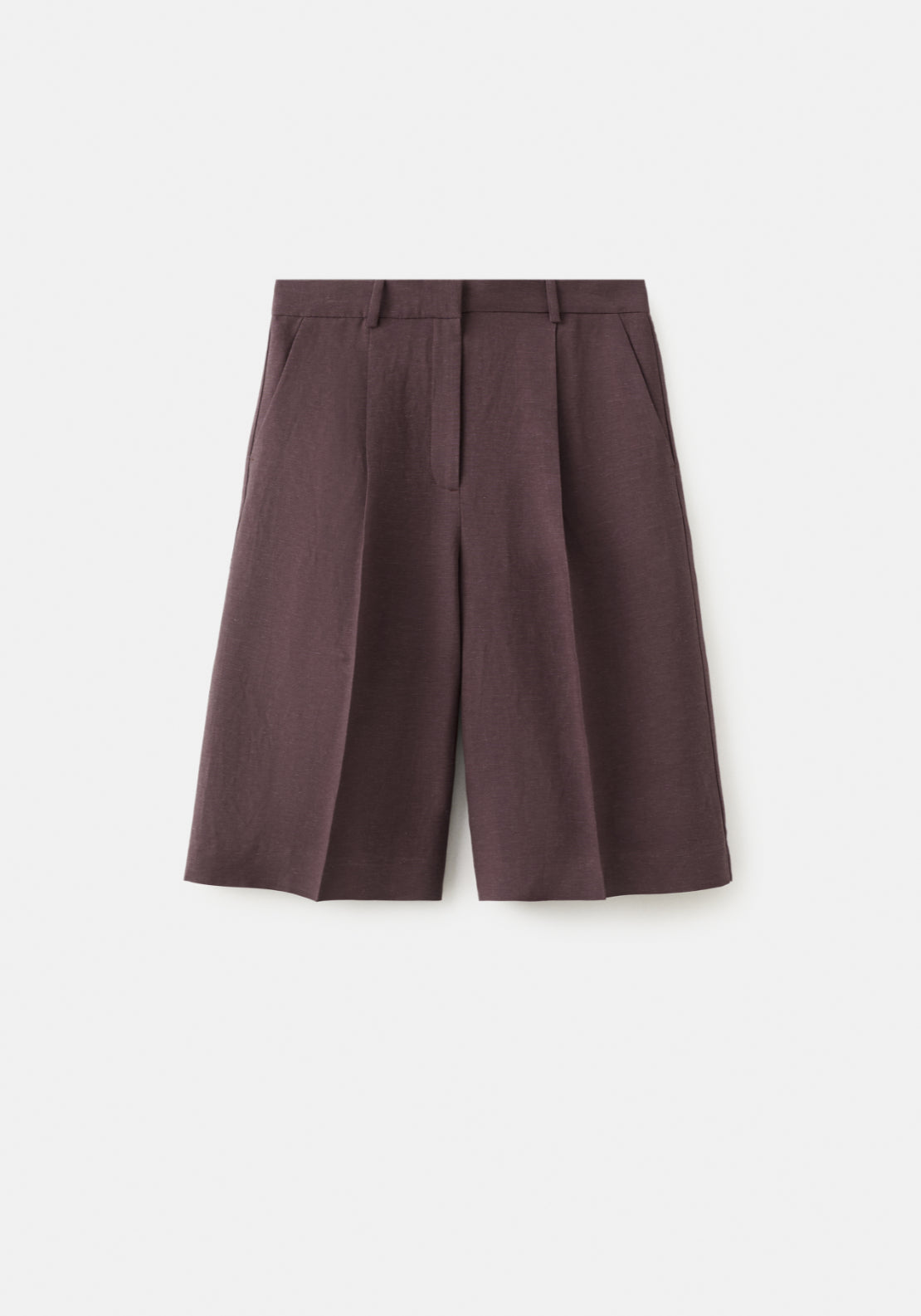 Mango Straight Linen Bermuda Shorts - Purple 5 Shaws Department Stores