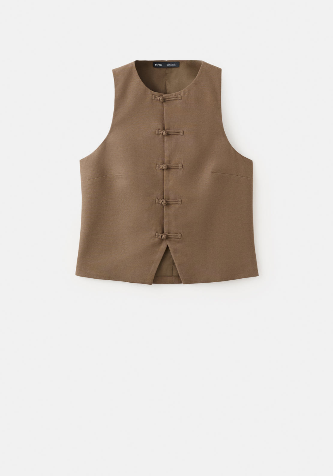Linen Toggle Waistcoat - Brown