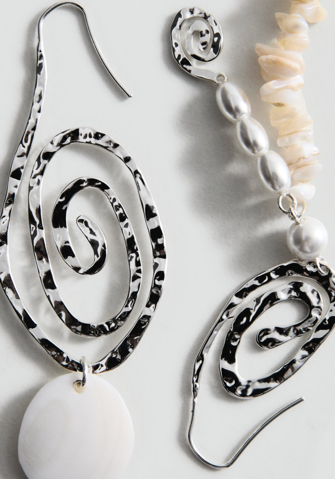 Asymmetric Spiral Earring - Silver