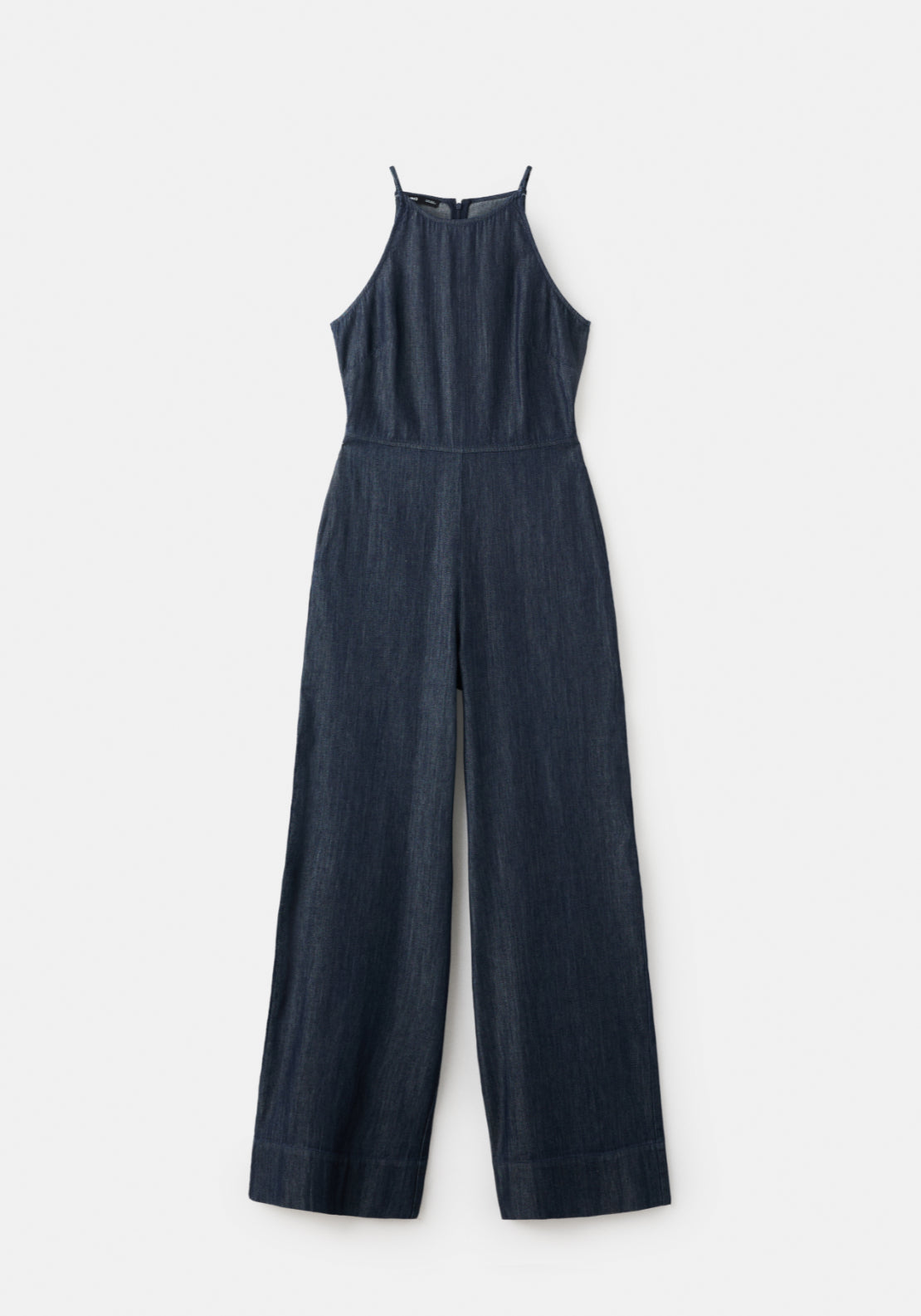 Denim Halter Neck Jumpsuit - Denim Blue