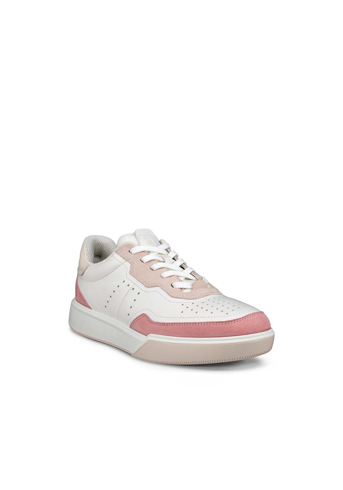 Ecco Street Court Casual Trainer - Old Rose White 1 Shaws Department Stores