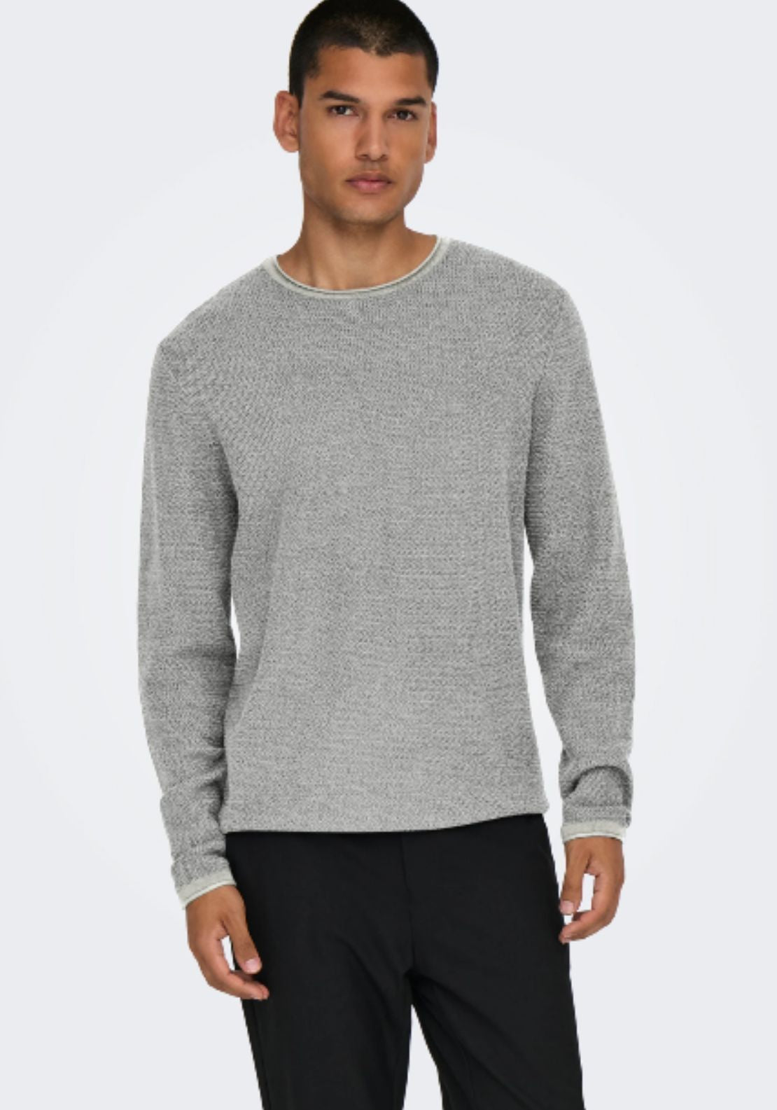 Only &amp; Sons Onseric Crew Neck Knit - Grey 1 Shaws Department Stores