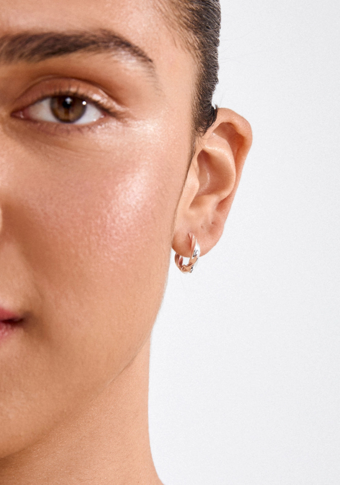 Taffy Silver Plated Medium Swirl Hoop Earrings - Silver