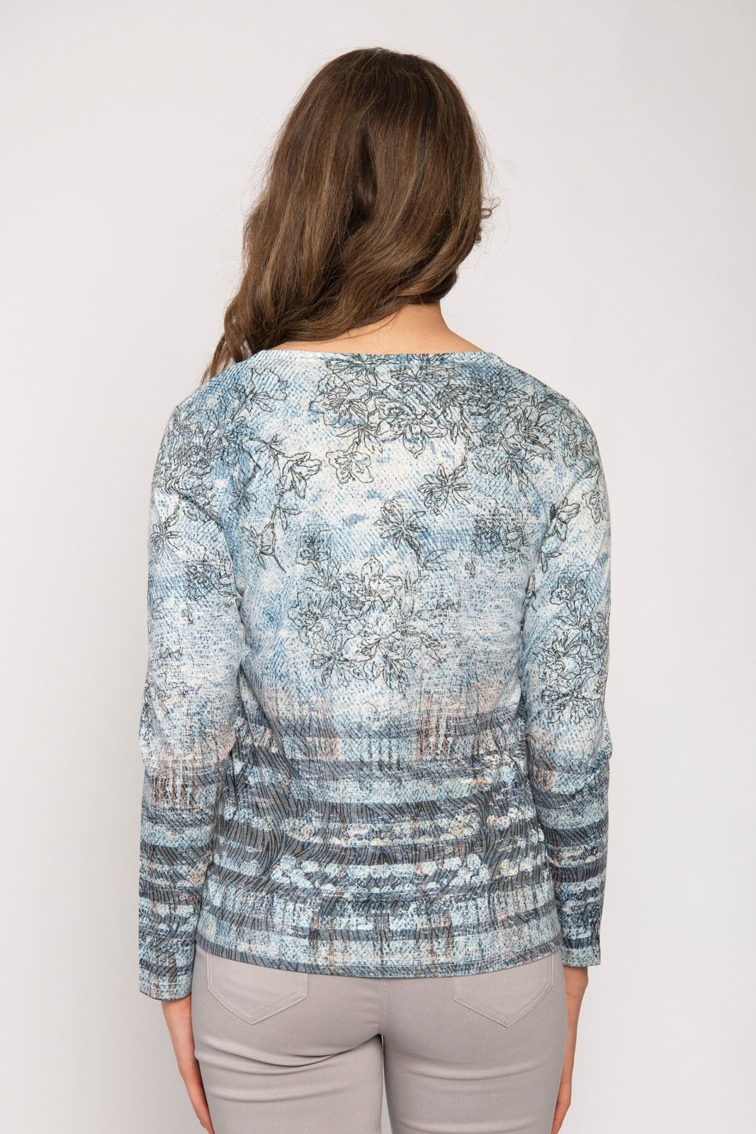 Tea Lane Blue Print Jersey Top - Blue 3 Shaws Department Stores