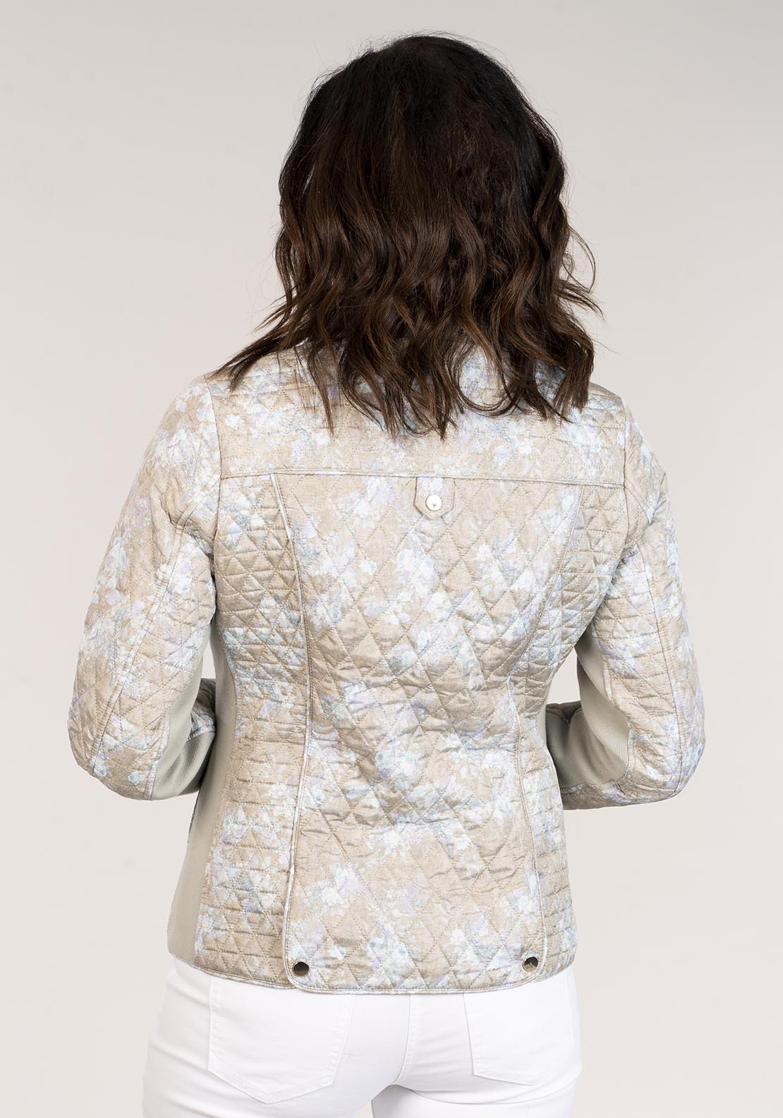 Tea Lane Short Printed Quilted Jacket - Green 7 Shaws Department Stores