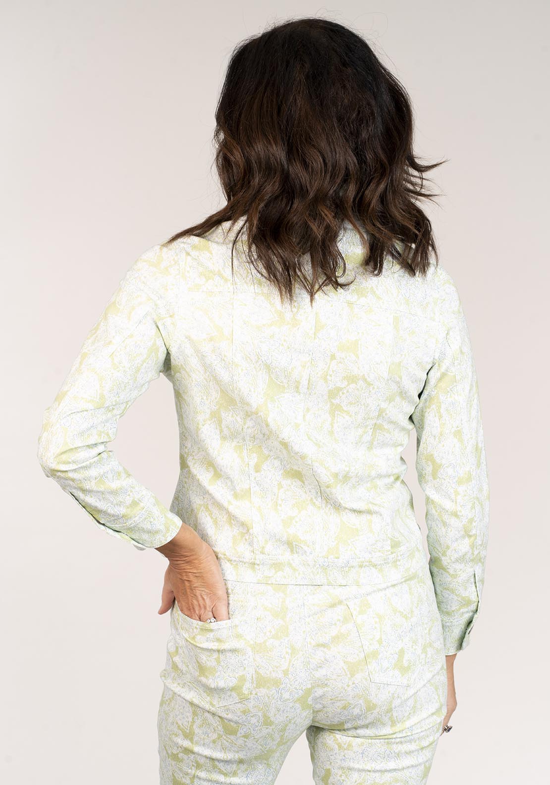 Tea Lane Jersey Jacket W Paisley Print - Lime 2 Shaws Department Stores