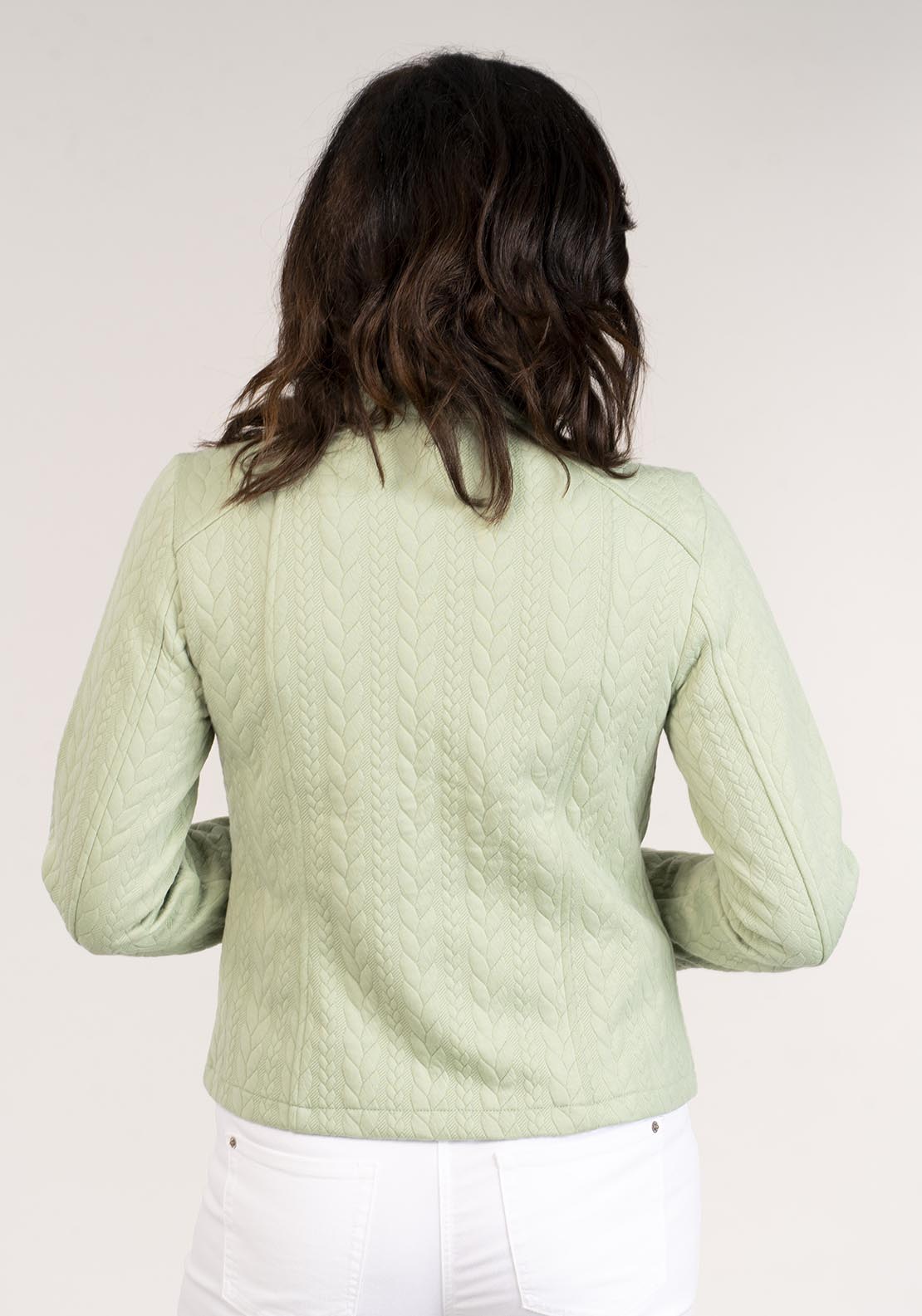 Tea Lane Jacquard Zip Jacket W Pockets - Green 5 Shaws Department Stores