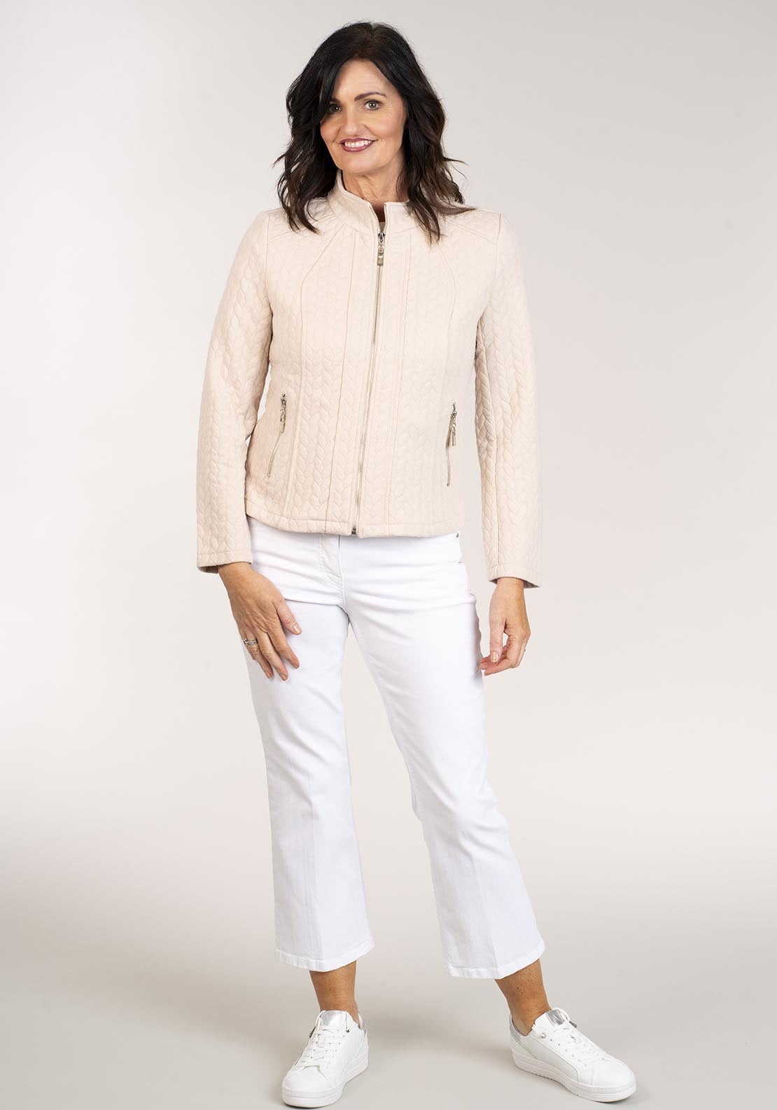 Tea Lane Zipped Jacquard Jacket - Grey 4 Shaws Department Stores