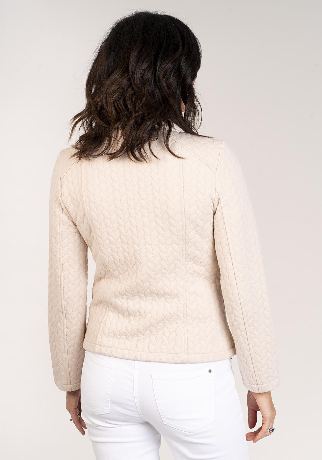 Tea Lane Zipped Jacquard Jacket - Grey 3 Shaws Department Stores