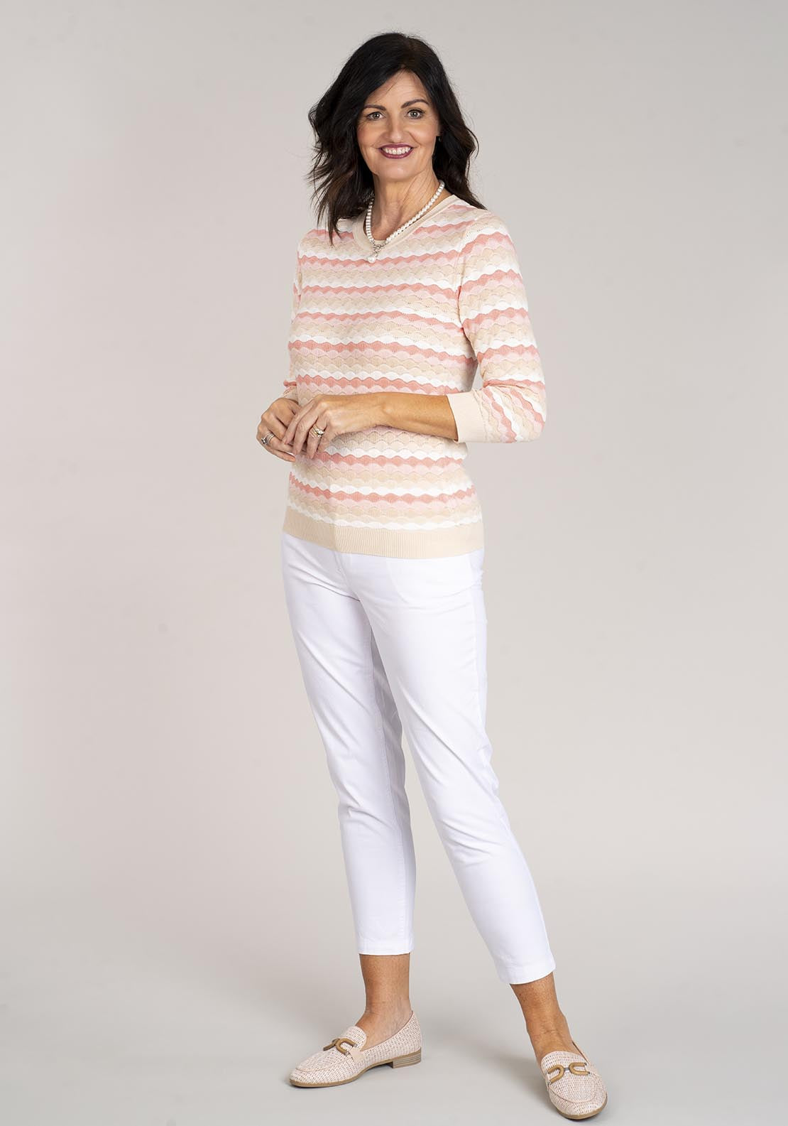Tea Lane Relaxed Chino Trouser - White 3 Shaws Department Stores