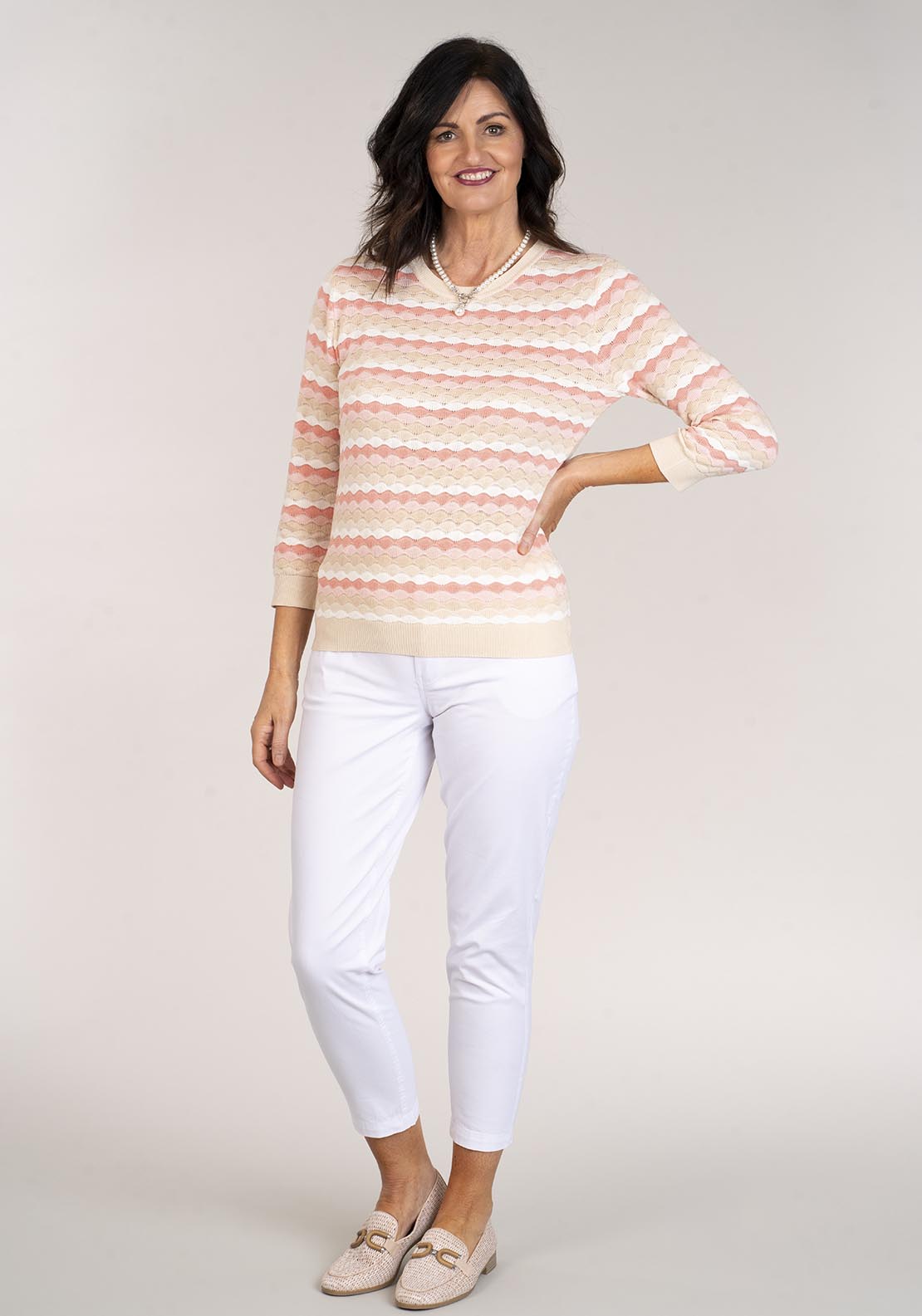 Tea Lane Relaxed Chino Trouser - White 2 Shaws Department Stores