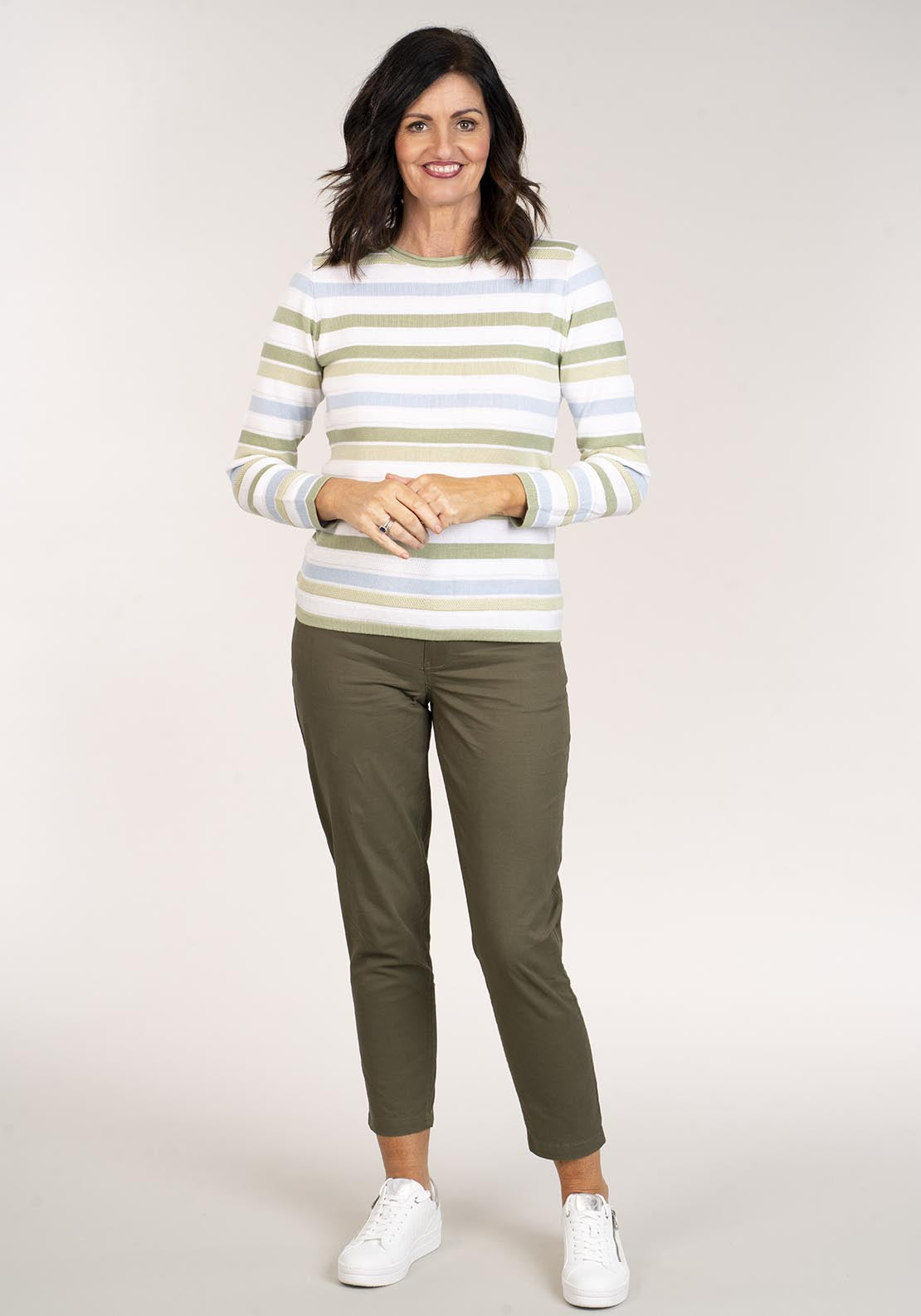 Tea Lane Long Sleeve Round Neck Knit Top - Green 2 Shaws Department Stores