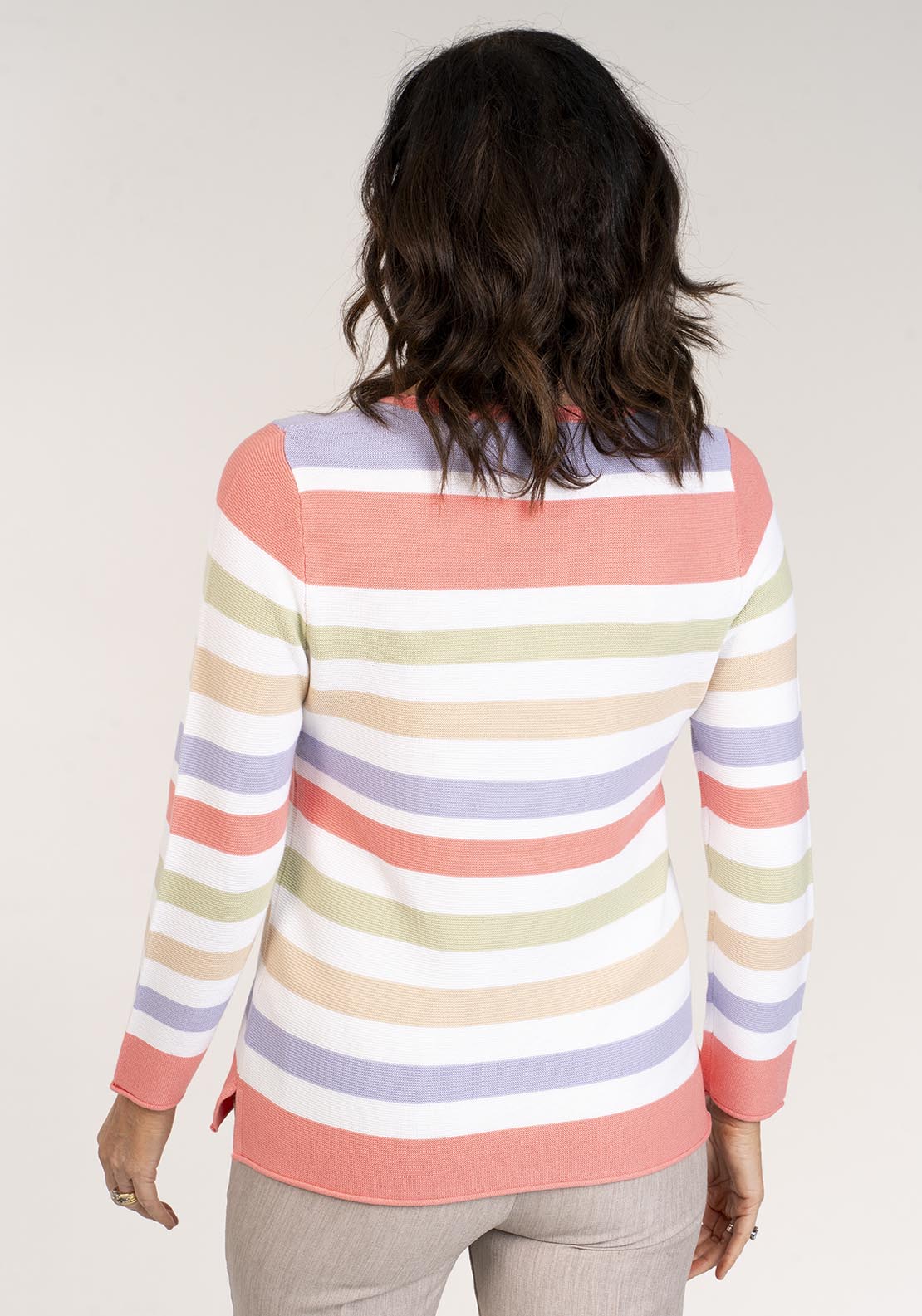 Tea Lane Striped Long Sleeve Knit Top - Lilac 4 Shaws Department Stores
