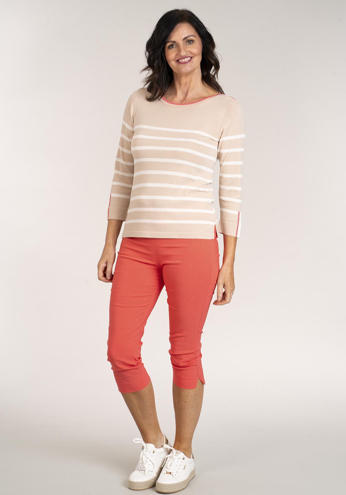 Tea Lane Long Sleeve Boat Neck Striped Knit Top - Grey 6 Shaws Department Stores