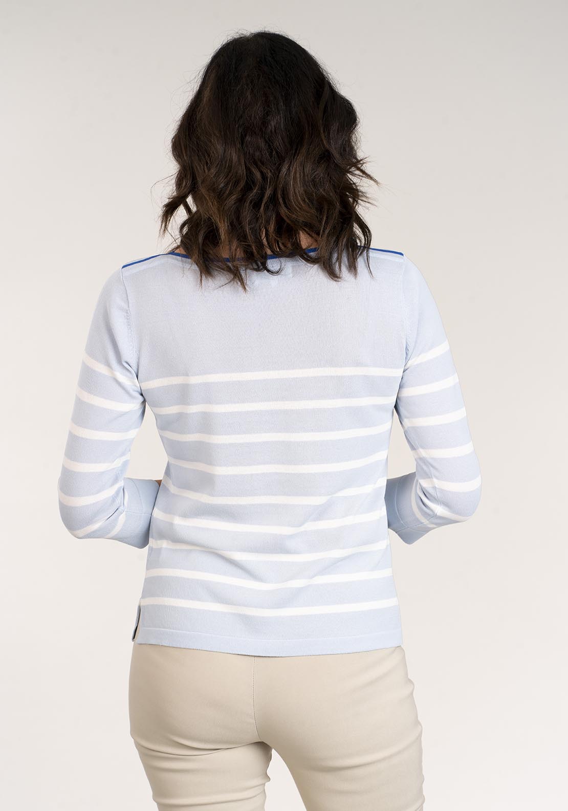 Tea Lane Long Sleeve Jumper with Boat Neck - Blue 5 Shaws Department Stores