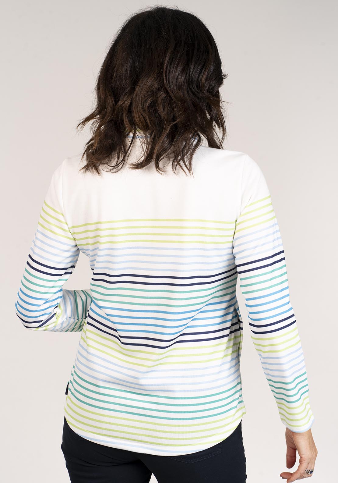 Tea Lane Striped Half Zip Top - Green 4 Shaws Department Stores