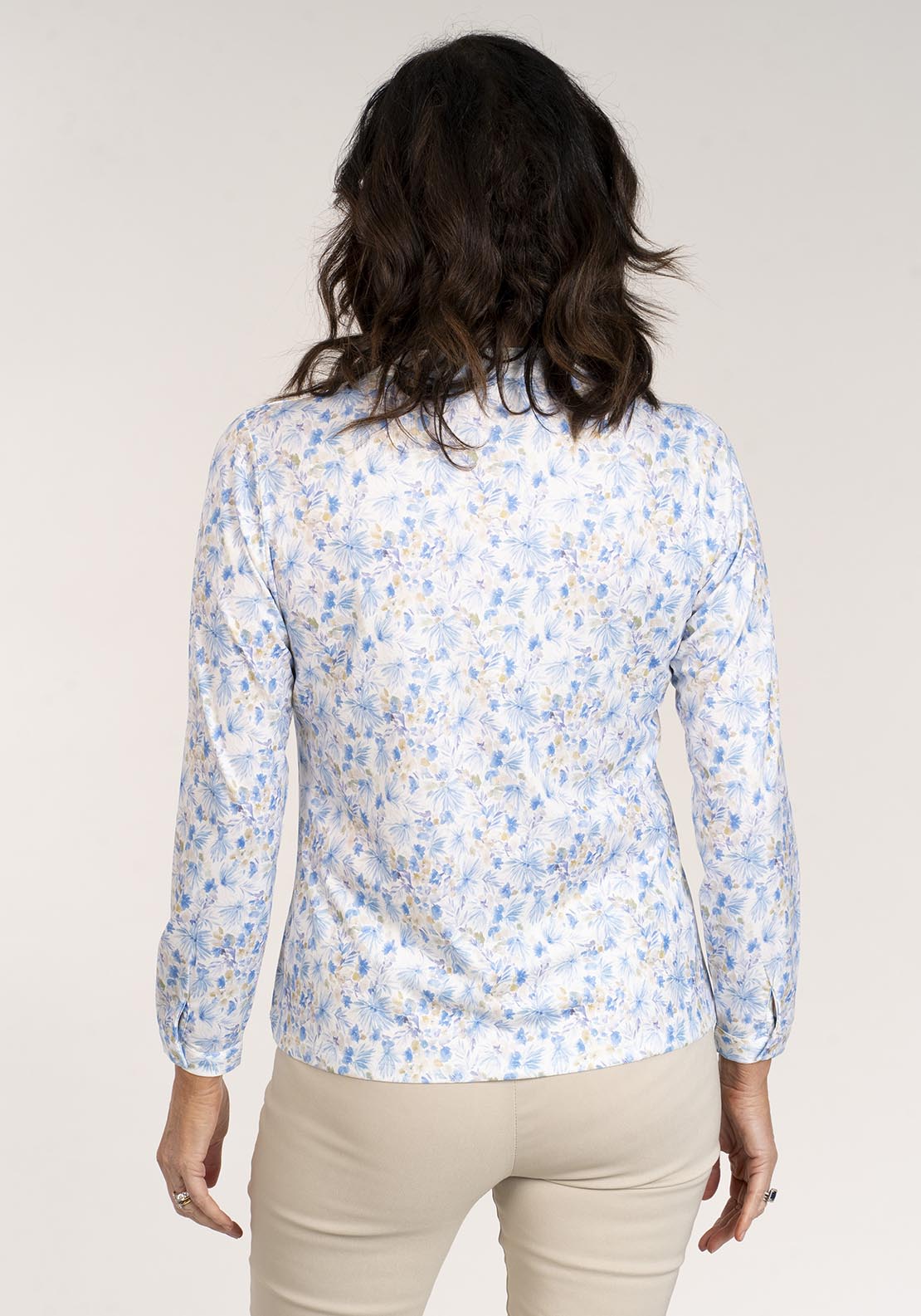 Tea Lane Long Sleeve V Neck Printed Top - Blue 6 Shaws Department Stores