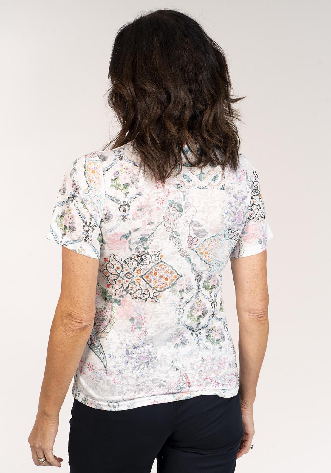 Tea Lane Short Sleeve Top Abstract Print - Pink 2 Shaws Department Stores