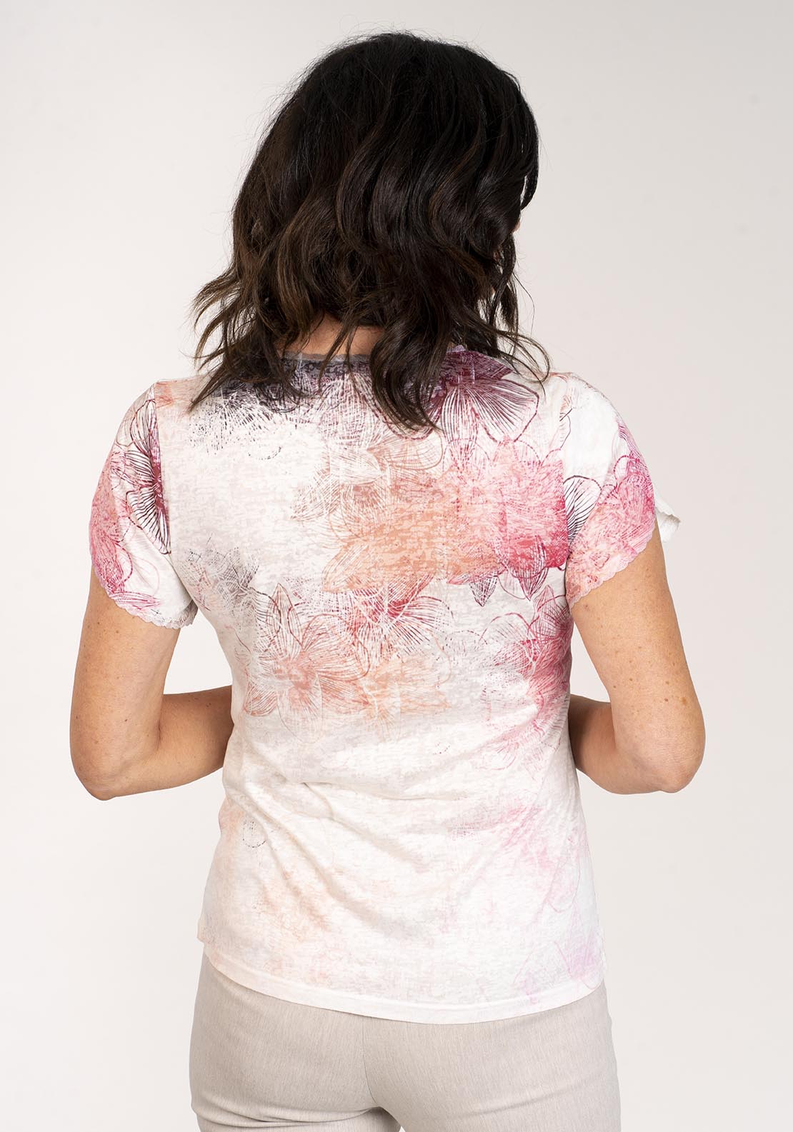 Tea Lane Short Sleeve T-Shirt Placement Print - Pink 3 Shaws Department Stores