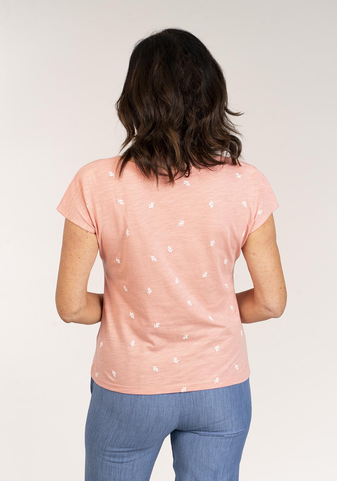 Tea Lane Short Sleeve Jersey Top - Coral 2 Shaws Department Stores