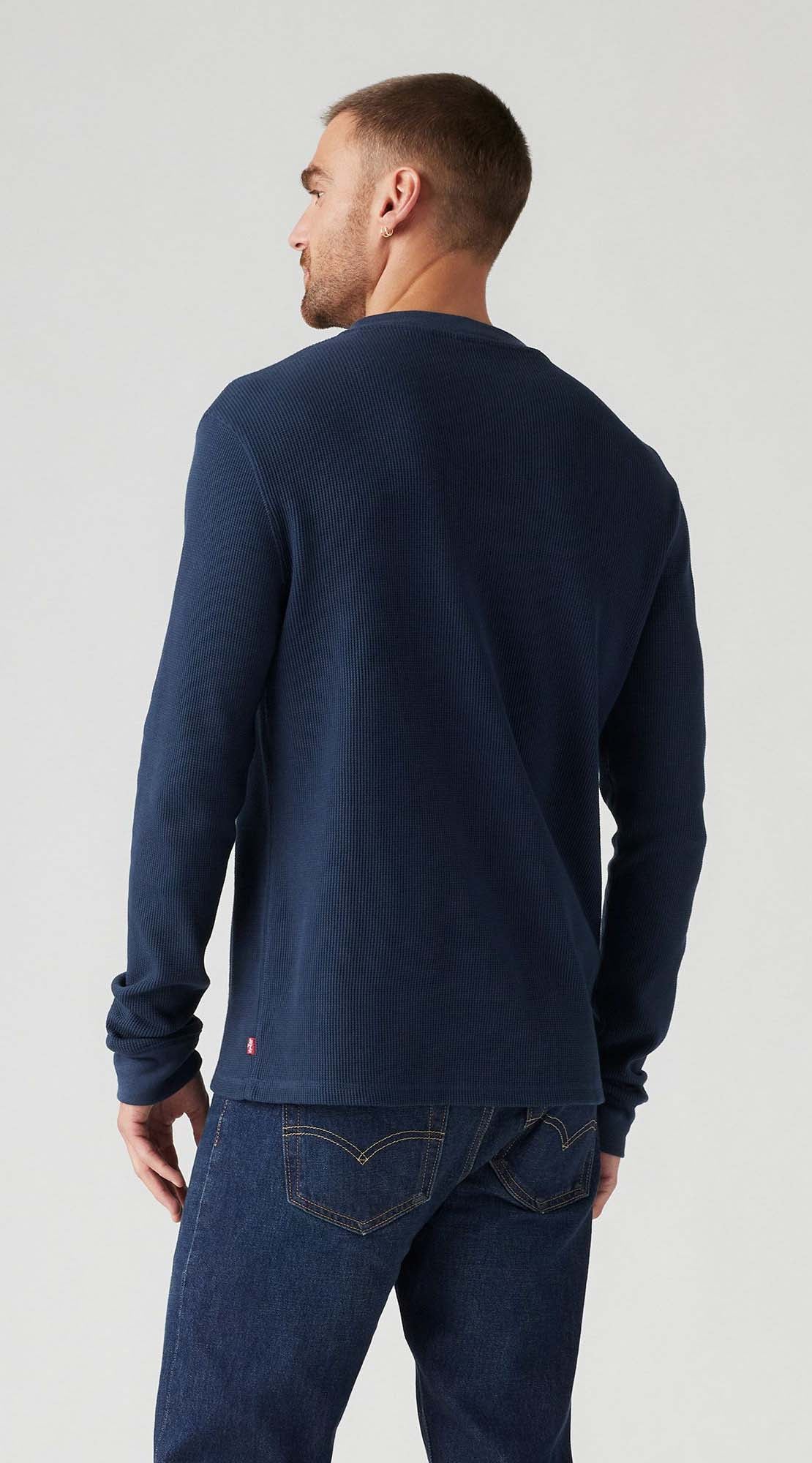 Levis Long Sleeve Henley Tee - Navy 2 Shaws Department Stores