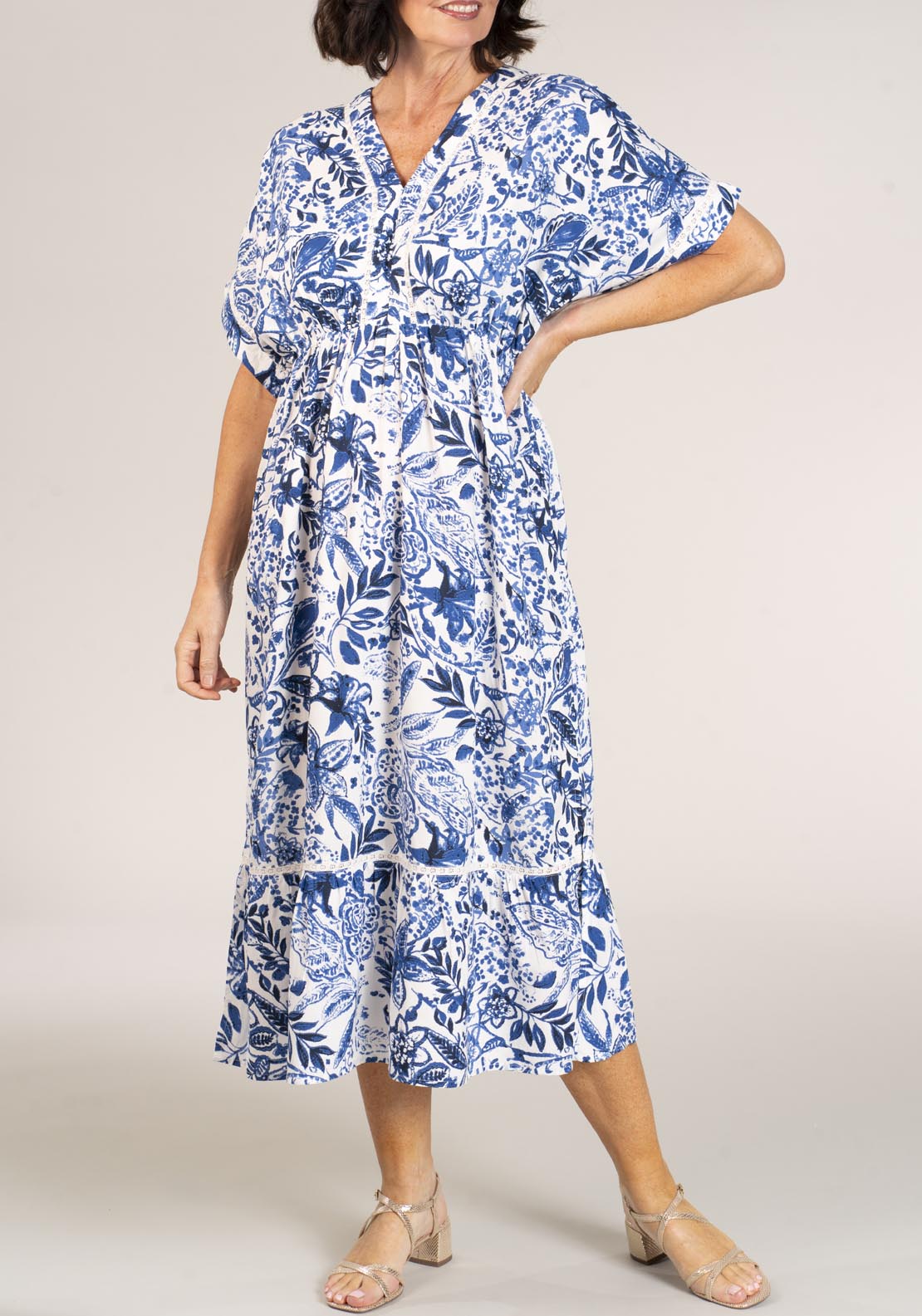 Naoise Full Length Deep V Font Dress - Navy 6 Shaws Department Stores